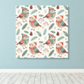 Pattern Scandinavian Christmas Birds Leinwanddruck (Insitu (Holzboden))