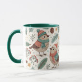 Pattern Scandinavian Christmas Birds Tasse (Links)
