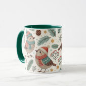 Pattern Scandinavian Christmas Birds Tasse (Vorderseite Links)