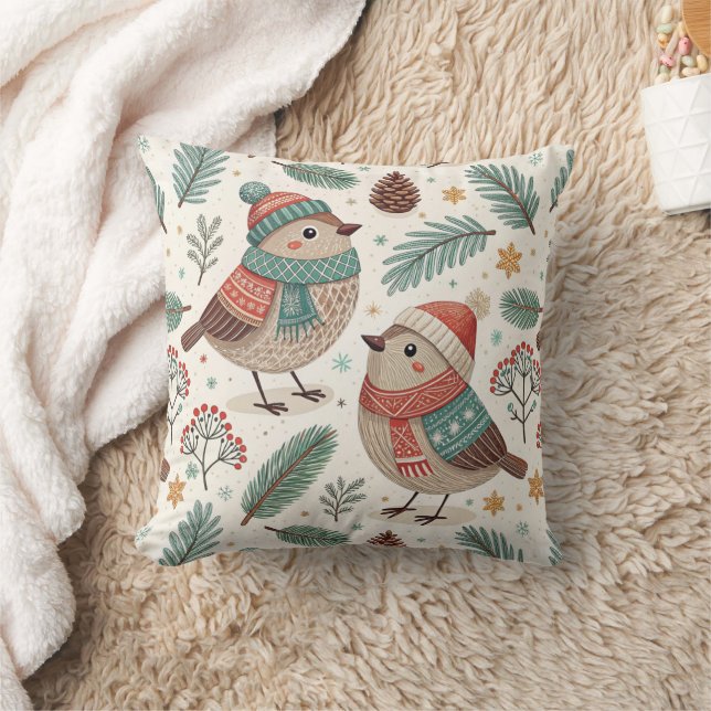 Pattern Scandinavian Holiday Birds Kissen (Decke)