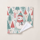 Pattern Scandinavian Snowman Badhandtuch Set (Waschlappen)