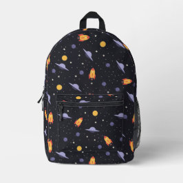 Pattern space lavender orange black bedruckter rucksack