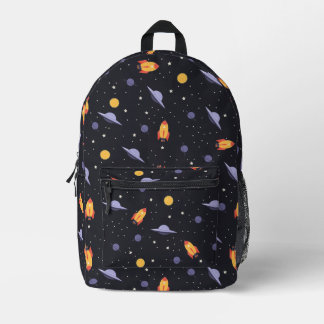 Pattern space lavender orange black bedruckter rucksack