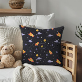 Pattern space lavender orange black monogram kissen