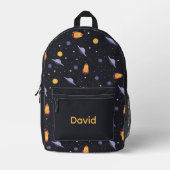 Pattern space lavender orange black name bedruckter rucksack (Vorderseite)