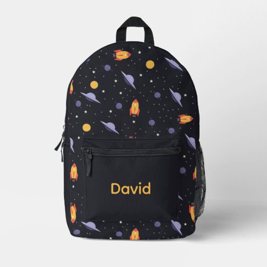 Pattern space lavender orange black name bedruckter rucksack (Vorderseite)