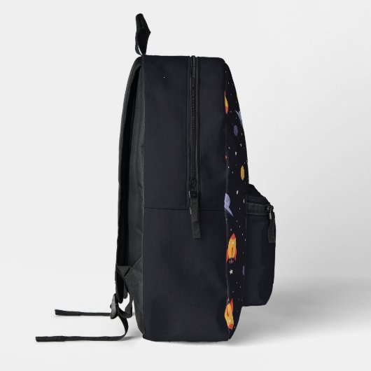 Pattern space lavender orange black name bedruckter rucksack (Links)