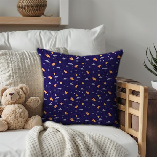 Pattern space lavender orange dark blue kissen