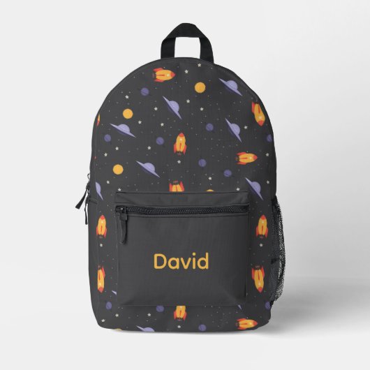 Pattern space lavender orange gray name bedruckter rucksack (Vorderseite)