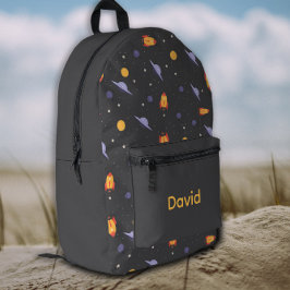 Pattern space lavender orange gray name bedruckter rucksack