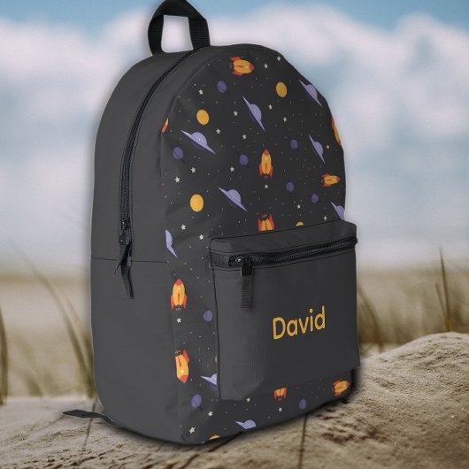 Pattern space lavender orange gray name bedruckter rucksack