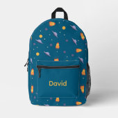 Pattern space lavender orange ocean blue name bedruckter rucksack (Vorderseite)
