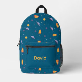 Pattern space lavender orange ocean blue name bedruckter rucksack