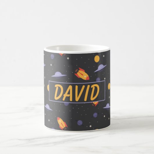 Pattern space orange black name kaffeetasse (Mittel)