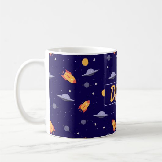 Pattern space  orange blue name kaffeetasse (Links)