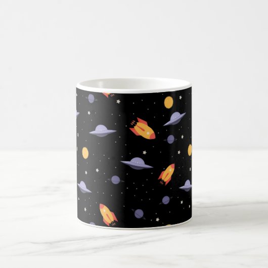 Pattern space ufo orange black kaffeetasse (Mittel)
