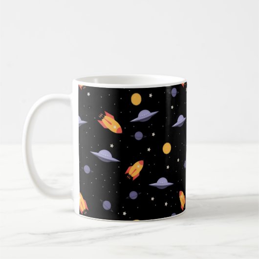 Pattern space ufo orange black kaffeetasse (Links)