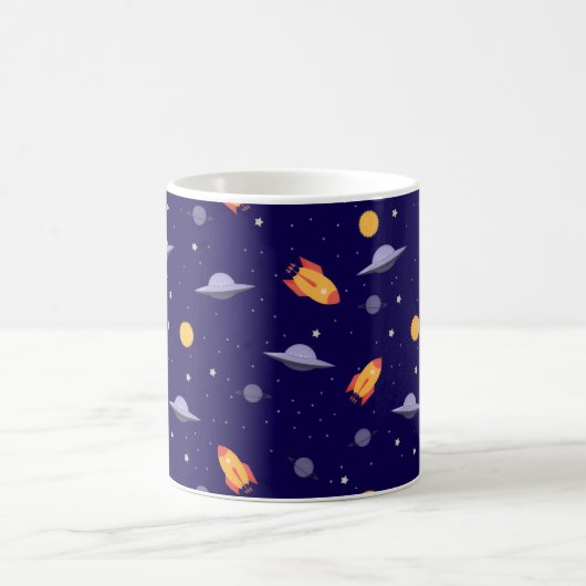 Pattern space ufo orange blue kaffeetasse (Mittel)
