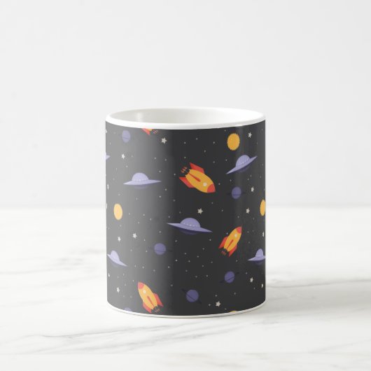Pattern space ufo orange gray kaffeetasse (Mittel)