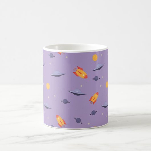 Pattern space ufo orange lavender kaffeetasse (Mittel)