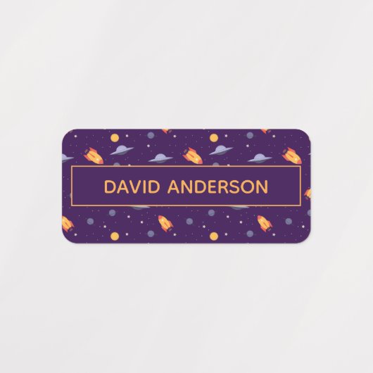 Pattern space ufo orange purple etiketten (Design 1)