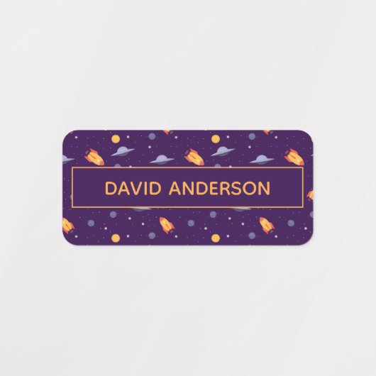 Pattern space ufo orange purple etiketten (Design 2)