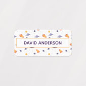 Pattern space ufo orange purple white etiketten (Design 2)