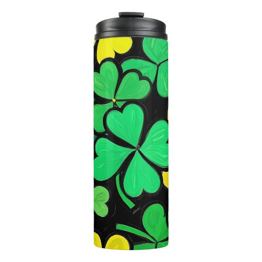 Pattern St. Patrick's Day Clovers Thermosbecher (Vorderseite)