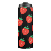 pattern strawberries black thermosbecher (Vorderseite)