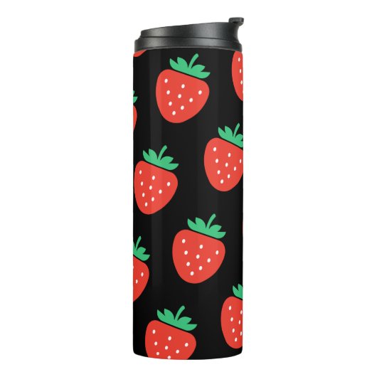 pattern strawberries black thermosbecher (Nach links gedreht)
