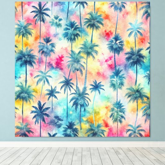 Pattern Tie Dye Palms Leinwanddruck (Insitu (Holzboden))