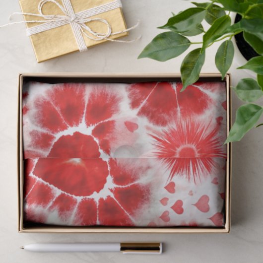 Pattern Tie Dye Red Hearts Seidenpapier (Geschenk)