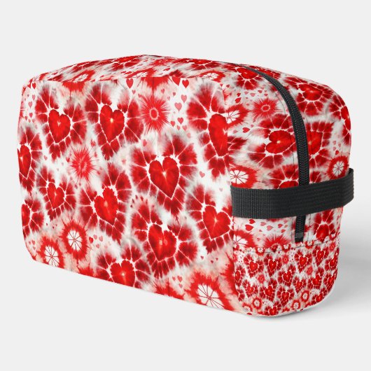 Pattern Tie Dye Red Hearts Waschbeutel (Linke Seite)