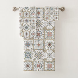 Pattern Tile Mosaic Badhandtuch Set