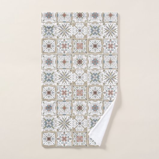 Pattern Tile Mosaic Badhandtuch Set (Handtuch)