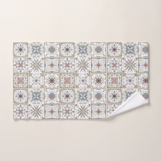 Pattern Tile Mosaic Badhandtuch Set (Handtuch)
