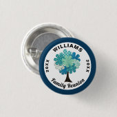 Pattern Tree Family Wiedersehen Blue Green Souveni Button (Vorne & Hinten)