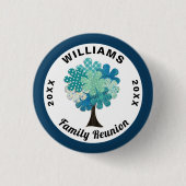Pattern Tree Family Wiedersehen Blue Green Souveni Button (Vorderseite)