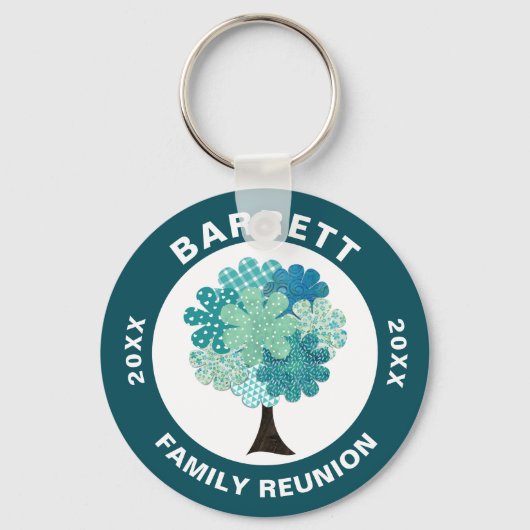 Pattern Tree Family Wiedersehen Blue Green Souveni Schlüsselanhänger (Vorderseite)
