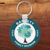 Pattern Tree Family Wiedersehen Blue Green Souveni Schlüsselanhänger (Vorderseite)