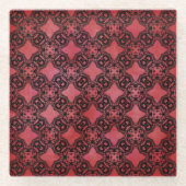 Pattern-Untersetzer aus schwarzem und rotem Diaman Glasuntersetzer (Vorderseite)