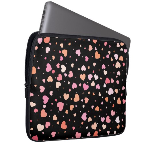 Pattern Valentine's 2023 Hintergrund mit Herz Laptopschutzhülle (Vorne Rechts)