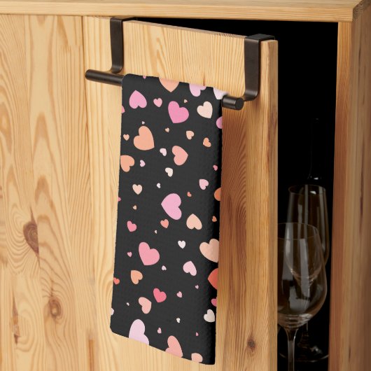 Pattern Valentine's 2024 Hintergrund mit Herz Geschirrtuch (Drittel gefaltet)