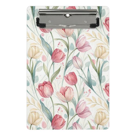Pattern Watercolor Modern Tulips Mini Klemmbrett (Vorderseite)