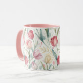 Pattern Watercolor Modern Tulips Tasse (Vorderseite Links)