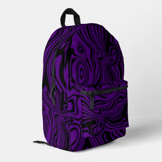 Pattern Waves Lila schwarzes Backpack Farben auswä Bedruckter Rucksack (Rückseitige Ecke links)