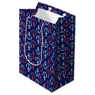 Pattern-Weiß und Korallenrot Mittlere Geschenktüte