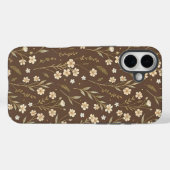 Pattern Wildflowers Brown Background Case-Mate iPhone Hülle (Rückseite (Horizontal))