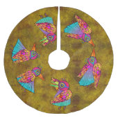 Pattern With bird creatures Polyester Weihnachtsbaumdecke (Vorderseite)