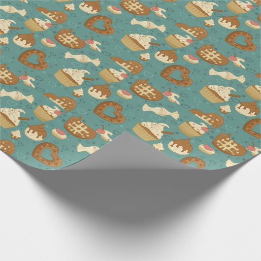 Pattern with cupcakes and candies geschenkpapier (Ecke)